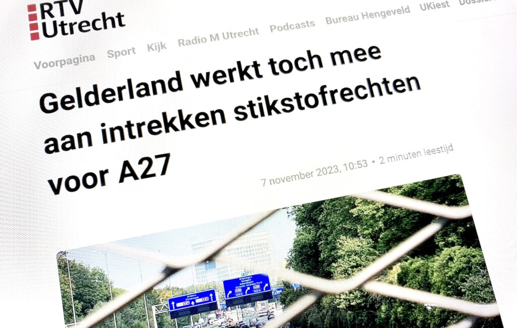 Bericht op RTV Utrecht over intrekken stikstofrechten